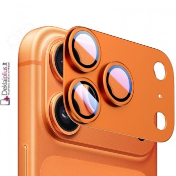 Telefono galinės kameros grūdintas stiklas - pilnai dengiantis - oranžinis (Apple Iphone 17 Pro)
